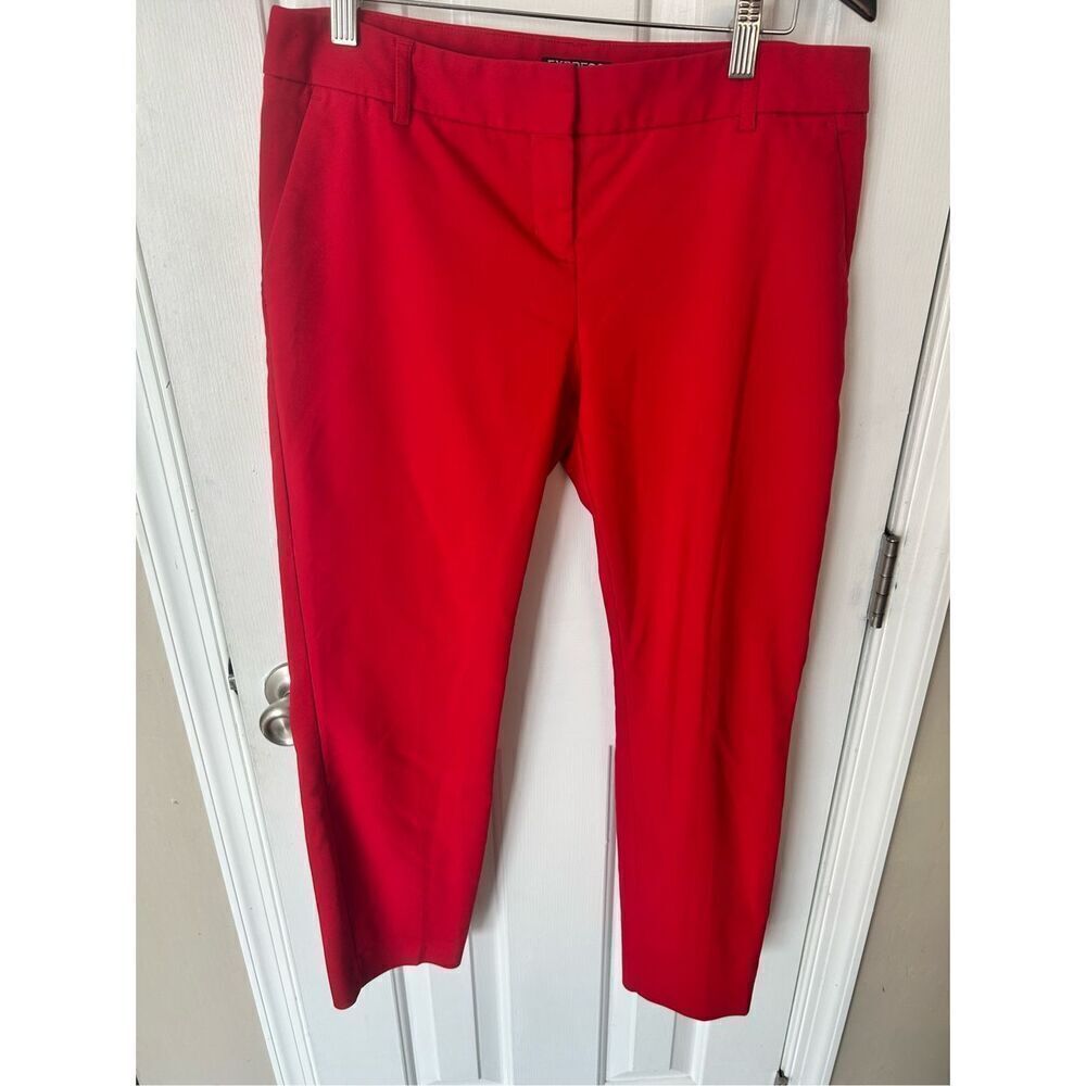 Express red dress pants size 8R work attire skinny style columnist